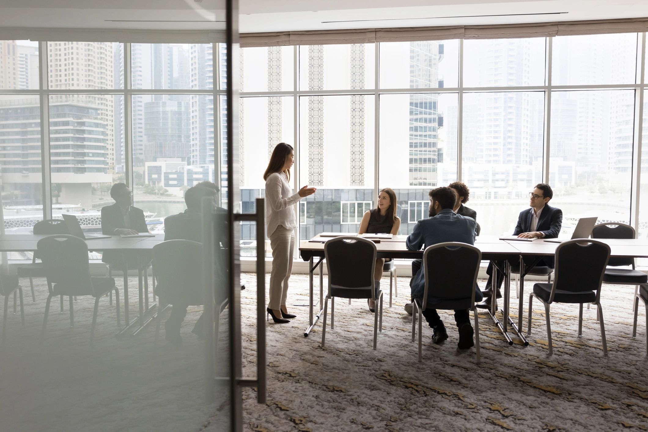 Executive team meeting in a modern boardroom